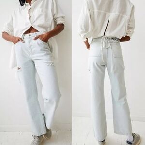 Free People Ragged Priest Thigh Cut Dad Jeans NWT Straight Leg Relaxed Fit 30